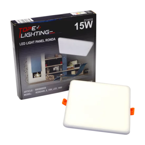 TOPE LIGHTING Iebūvējams kvadrāts LED gaismeklis, RONDA 15W, 3000K, 999lm 6003000038 TOPE LIGHTING Iebūvējams kvadrāts LED gaismeklis, RONDA 15W, 3000K, 999lm 6003000038