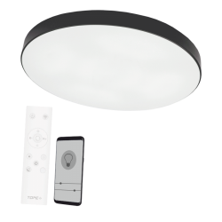 Topelighting smart dimmable ceiling lamp LED 2x48W, 8563lm, 3000-6500K, black, App, BOSTON – 6004000085