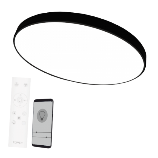 Topelighting smart dimmable ceiling lamp LED 2x60W, 10771lm, 3000-6500K, black, App, BOSTON – 6004000086