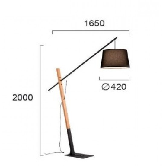 Viokef grīdas lampa 1xE27x60W, melna, Crane, 4204100