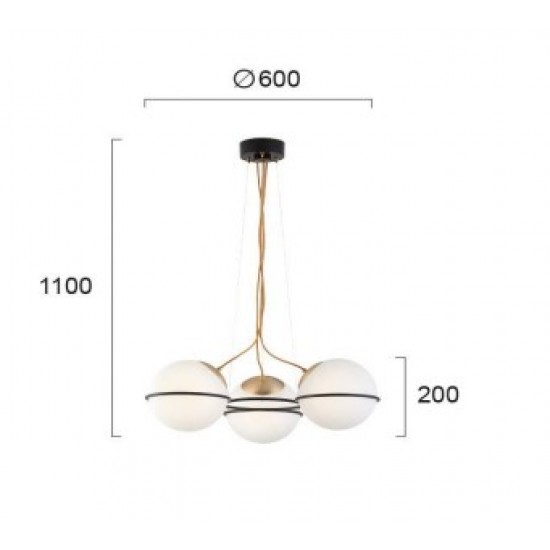Viokef Pendant lamp 3xE27 CFL/LEDx12W, white with gold, Ferero, 3093900