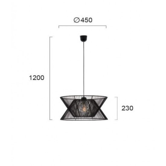 Viokef pendant light 1xE27x60W, black, Argela, 4203700