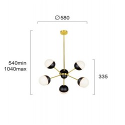 Viokef Pendant Lamp 6xG9x40W, black, Orbit, 4221900