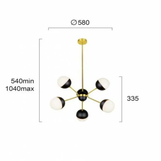Viokef Pendant Lamp 6xG9x40W, black, Orbit, 4221900 Viokef Pendant Lamp 6xG9x40W, black, Orbit, 4221900