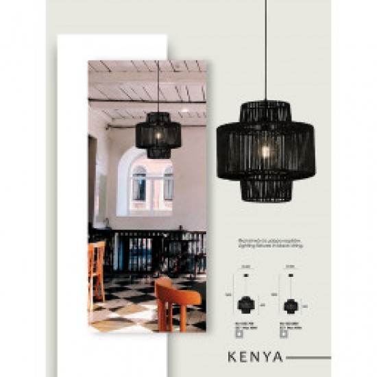 Viokef pendant light 1xE27x40W, black, Kenya, 4231800