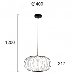 Viokef Pendant Light Elli, LED, 12W, 660lm,  IP20, black, 4238500