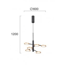 Viokef Pendant Light Sparkle, LED, 30W, 1590lm, IP20, black and gold, 4240200