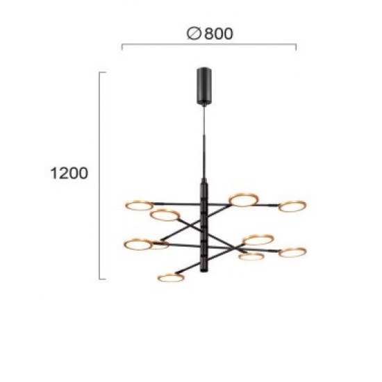 Viokef Pendant Light Sparkle, LED, 50W, 2550lm, IP20, black and gold, 4240300