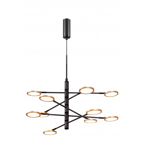 Viokef Pendant Light Sparkle, LED, 50W, 2550lm, IP20, black and gold, 4240300