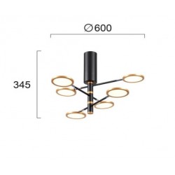 Viokef Ceiling Lamp Sparkle, LED, 30W, 1590lm, IP20, black and gold, 4240400