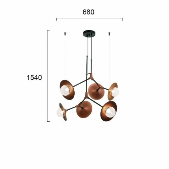 Viokef pendant light 6xG9x25W, copper, OLIVIA