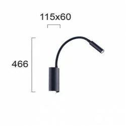 Viokef wall lamp LED 3W, 277lm, black, Mattrix, 4218101