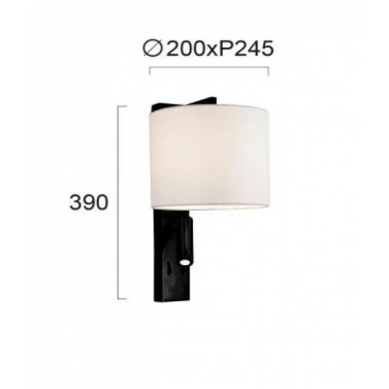 Viokef wall lamp 60W + LED 3W, 190 lm, white, Mayor, 4229500 Viokef wall lamp 60W + LED 3W, 190 lm, white, Mayor, 4229500