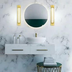 Viokef wall lamp Frida, LED, 8W, 491lm, IP44, gold, 4238700