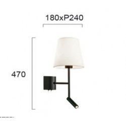 Viokef wall lamp 1xE27x40W +3W, black, Sonia, 4260600