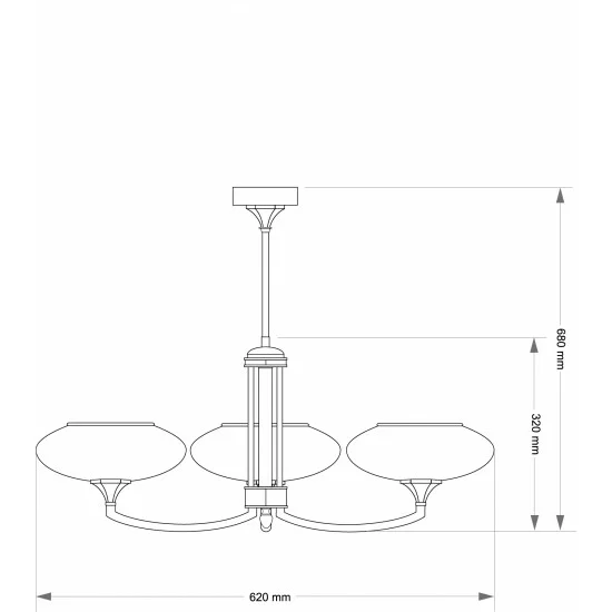 KUTEK CHANDELIER Decor, 3xE27x60W, DEC-ZW-3(P)