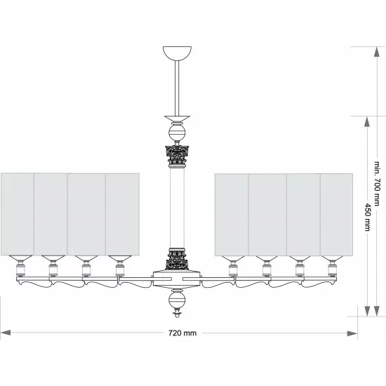 KUTEK CHANDELIER MERANO KLOSZ, 8xE14x40W, MER-ZW-8(P)