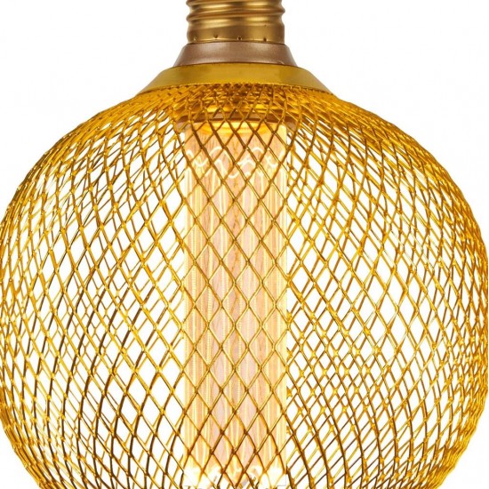 Searchlight vintage style globe bulb 3.5W, 120lm, E27 1800K with wiremesh effect, gold, 16003GO