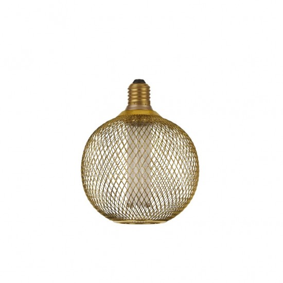 Searchlight vintage style globe bulb 3.5W, 120lm, E27 1800K with wiremesh effect, gold, 16003GO