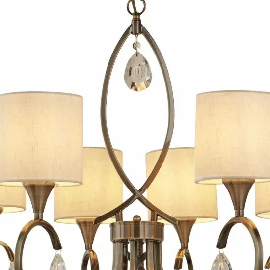Searchlight pendant lamp Alberto, 8x60WxE14, antique brass, 1608-8AB