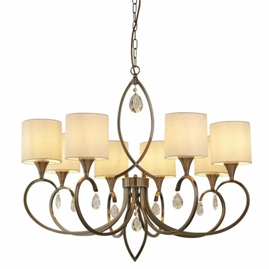 Searchlight pendant lamp Alberto, 8x60WxE14, antique brass, 1608-8AB