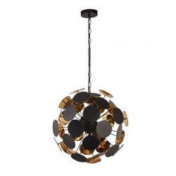 Searchlight pendant lamp Discus, 4x60WxE14, black, 3074-4BG