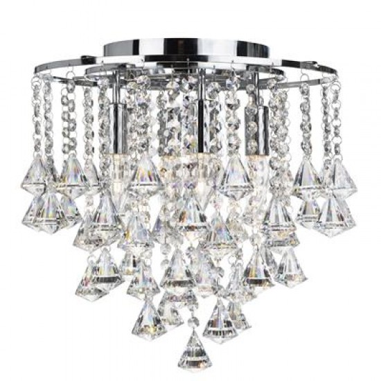 Searchlight Ceiling Lamp with crystals 5xE14x60W, chrome, Dorchester, 3494-4CC