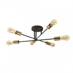 Searchlight Ceiling Lamp 6xE27x60W, black and brass, Armstrong, 8046-6BK