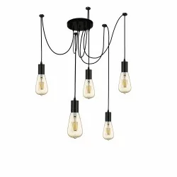 Searchlight adjustable pendant lamp 5x60WxE27, balck SQUIGGLE 5LT, 9665-5BK