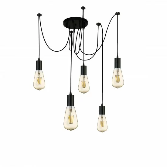 Searchlight adjustable pendant lamp 5x60WxE27, balck SQUIGGLE 5LT, 9665-5BK Searchlight adjustable pendant lamp 5x60WxE27, balck SQUIGGLE 5LT, 9665-5BK