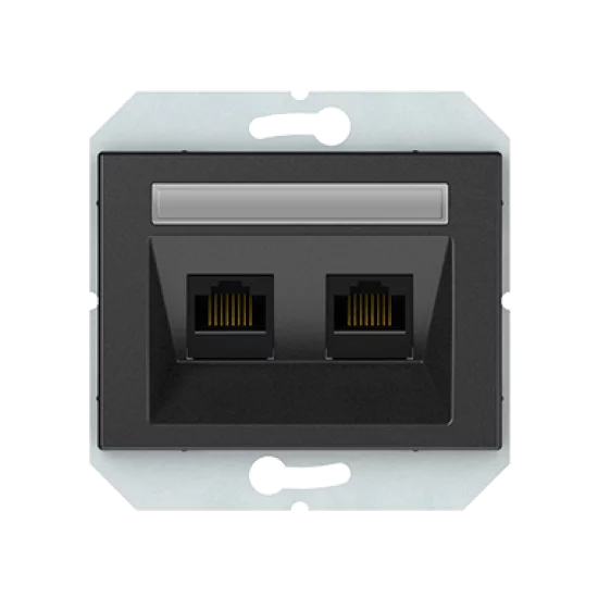 Vilma 2-gang data outlet (2XRJ45 CAT5E UTP), KLRJ45-25e2-02an anthracite XP500 Vilma 2-gang data outlet (2XRJ45 CAT5E UTP), KLRJ45-25e2-02an anthracite XP500