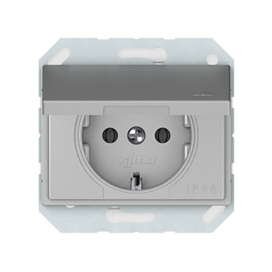 Vilma socket with earth and cover flush-mounted 16A 250V, RP16-003-02mt, metal XP500