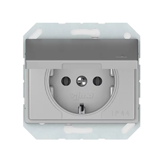 Vilma socket with earth and cover flush-mounted 16A 250V, RP16-003-02mt, metal XP500 Vilma socket with earth and cover flush-mounted 16A 250V, RP16-003-02mt, metal XP500
