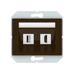 Vilma USB and HDMI socket brown XP500