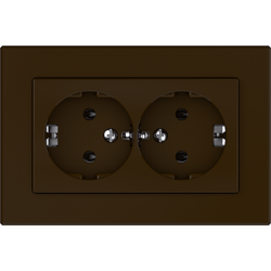 Vilma double socket with earth with frame 16A 250V, RP16-021br, XP500