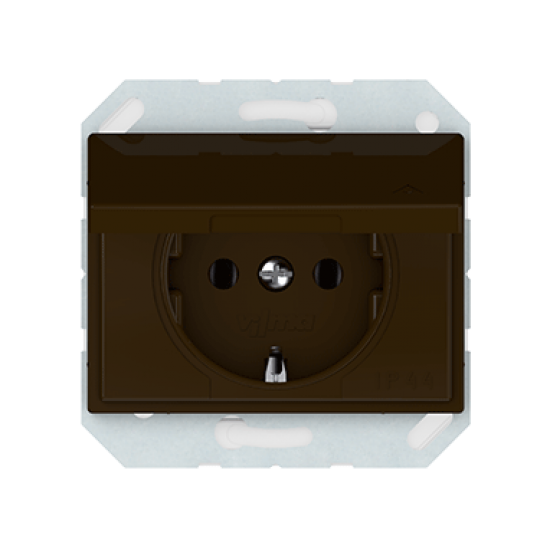 Vilma socket with earth and cover flush-mounted 16A 250V, RP16-003-02br, brown XP500