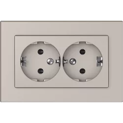 Vilma double socket with earth with frame 16A 250V, RP16-021сh, XP500