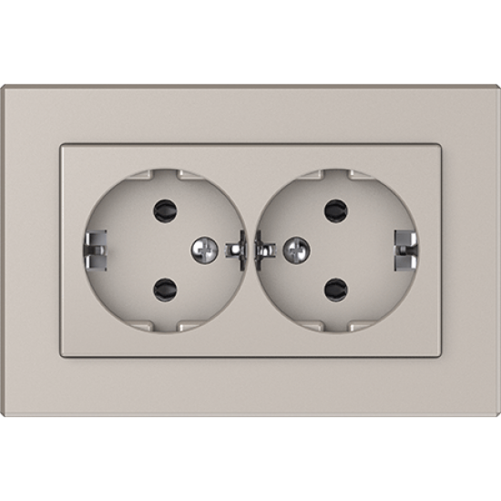 Vilma double socket with earth with frame 16A 250V, RP16-021сh, XP500