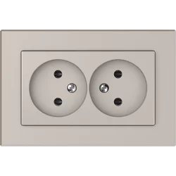 Vilma double socket without earth with frame 16A 250V, RP16-020ch, XP500