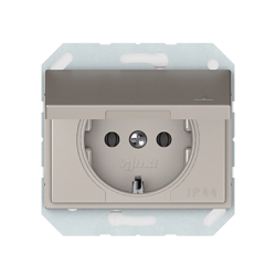 Vilma socket with earth and cover flush-mounted 16A 250V, RP16-003-02ch, champagne XP500
