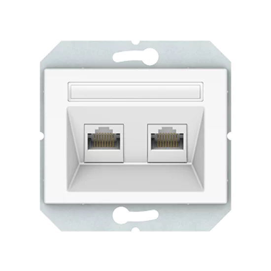 Vilma 2-gang data outlet (2XRJ45 CAT5E UTP), KLRJ45-25e2-02ww white, XP500 Vilma 2-gang data outlet (2XRJ45 CAT5E UTP), KLRJ45-25e2-02ww white, XP500