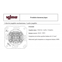 Vilma 1-gang switch insert, P110-010-02ww, XP500