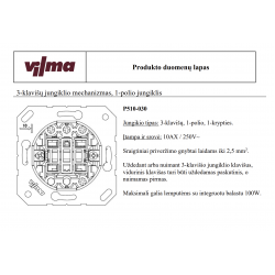 Vilma 3-gang switch without frame, P510-030-02mt, metal XP500