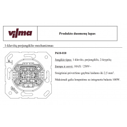 Vilma switch with illumination with rocker 1gang 2way, P610-010-12mt, metal XP500