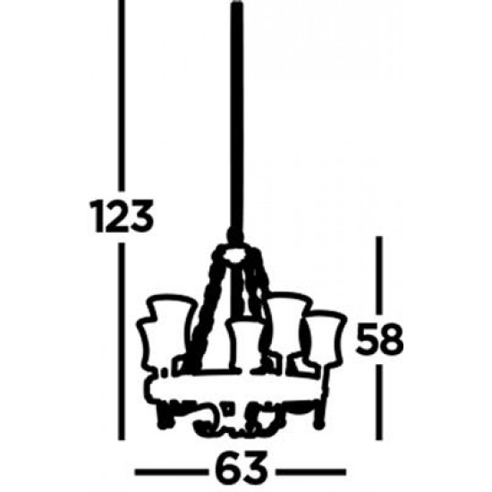 Searchlight Pendant Lamp Cartwheel 5xE27x60W, 0815-5BK