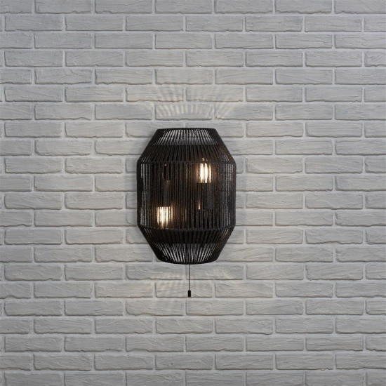 Searchlight wall light Wicker 2xE27x60W 11201-2BK