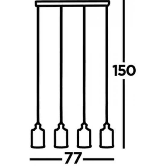 Searchlight Pendant Lamp Pipes 4xE27x60W, 1164-4AB