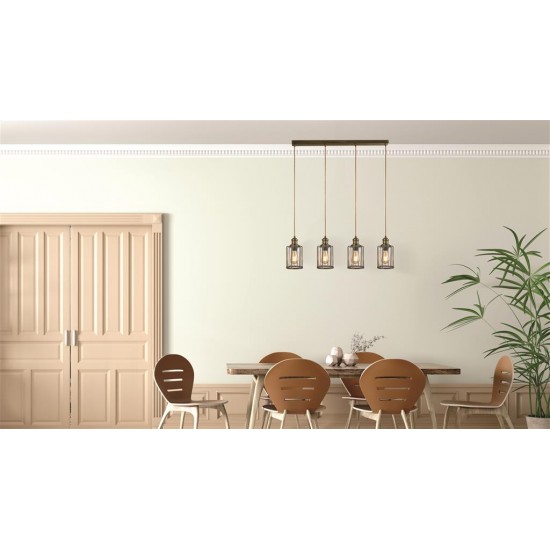 Searchlight Pendant Lamp Pipes 4xE27x60W, 1164-4AB