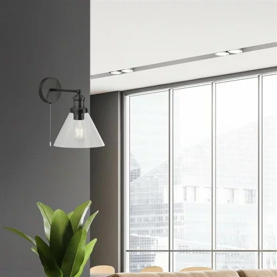 Searchlight sienas gaismeklis Pyramid 1xE27x60W 1277BK Searchlight sienas gaismeklis Pyramid 1xE27x60W 1277BK