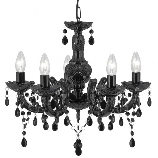 Searchlight chandelier Marie Therese 5xE14x60W, 1455-5BK